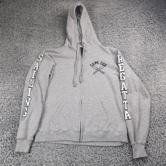 Cape Cod Hoodie Adult Extra Large Gray Destination Zip Up Embroidered Fleece - Picture 1 of 6